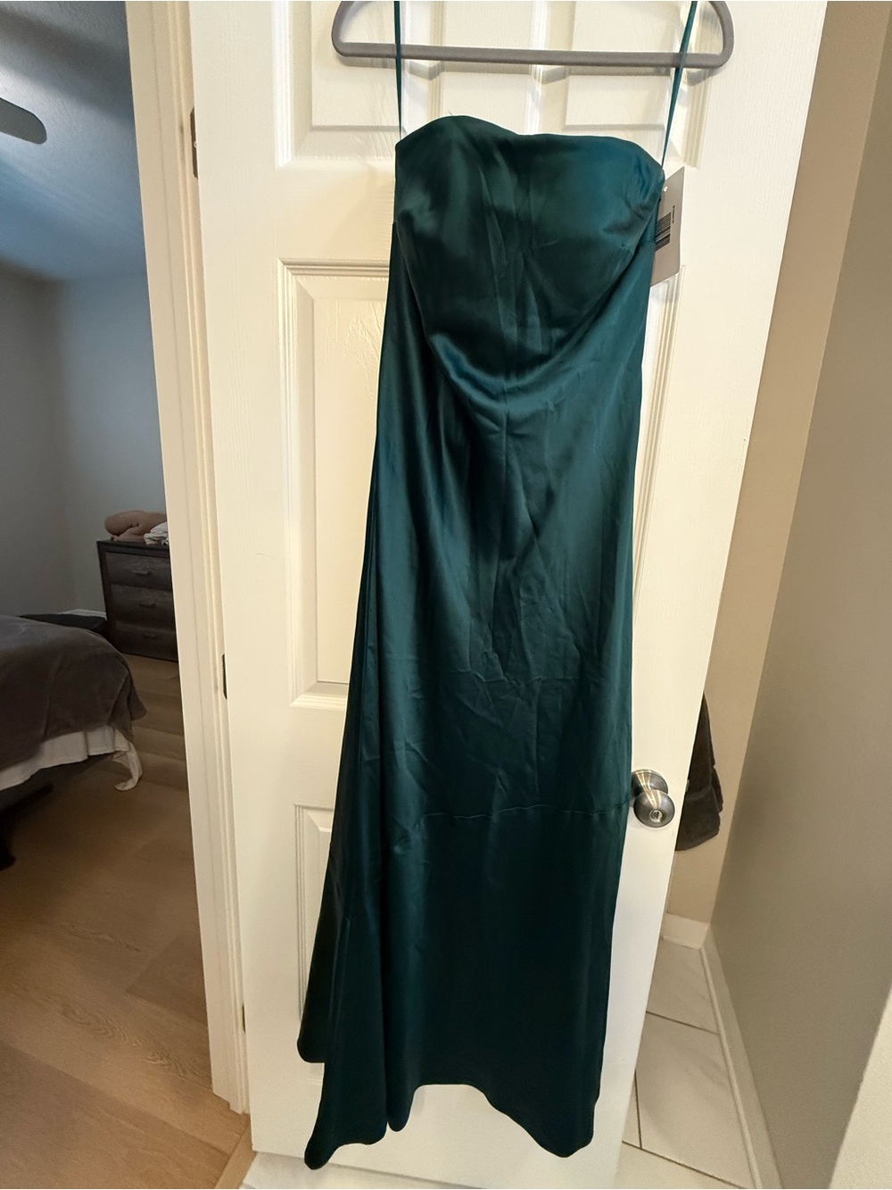Revelry Strapless Teal Satin Gown